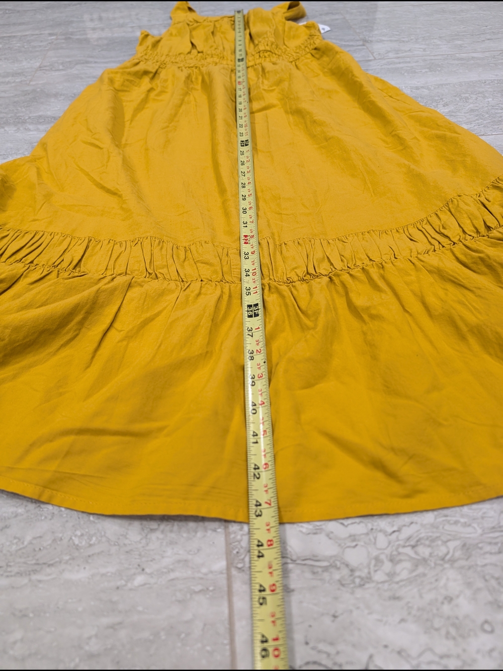 Yellow Smocked Waist Summer Sundress Adjustable Straps Sz Small - Picture 4 of 6